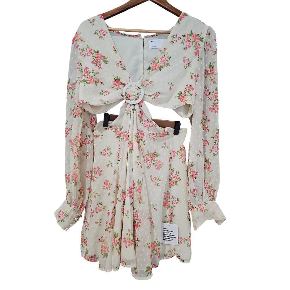 ASOS Ring Detail Cutout Mini Dress Ditsy Floral Size 8